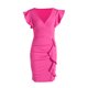thumbnail image 4 of VISgogo Vestido de manga corta ajustado para mujer, de una pieza con escote en V profundo de color sólido en 10 colores, S / M / L / XL VISgogo moda, 4 of 9