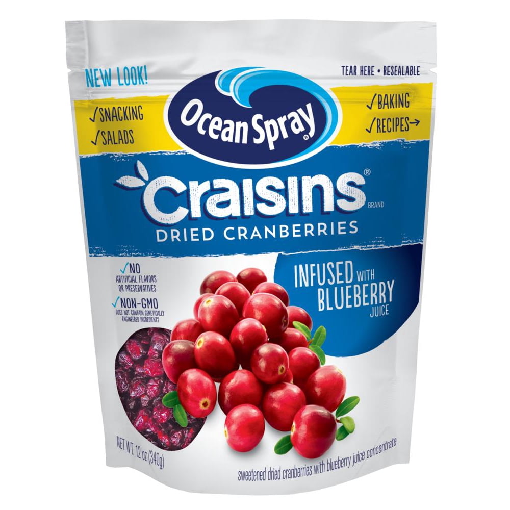 Ocean Spray Craisins Dried Cranberries Infused with Blueberry Juice, 12