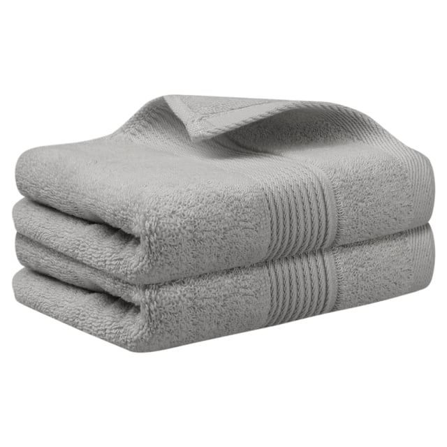 Toallas de mano de patrón a rayas REGALWOVEN, toallas absorbentes y de secado rápido para baño, cocina 14" x 30" Gris 2 Paquete