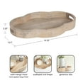 thumbnail image 3 of Kate and Laurel Winstead Decorative Rounded Oval Wood Tray, 20 x 14 x 3, Light Natural Wood, Scalloped Serving Tray with Handles as Tray for Ottoman Coffee Table, 3 of 10