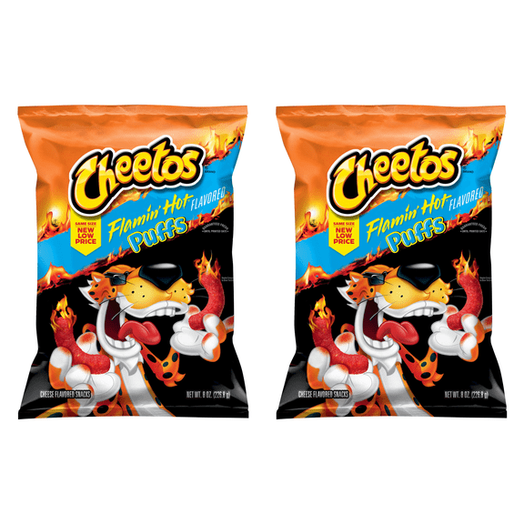 Cheetos Puffs Flamin' Hot Cheese Flavored Snacks, 8 oz-Pack Of 2