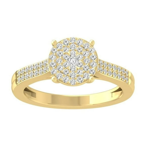 ARAIYA FINE JEWELRY 10K Yellow Gold Cluster Diamond Engagement Ring (3/8 cttw, I-J Color, I2-I3 Clarity) Size 9