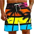 thumbnail image 2 of Aueoeo Graphic Printed Shorts For Mens Drawstring Waist Beach Hawaiian Athletic High Elastic Lightweight Summer Shorts with Pocket, 2 of 9