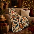 thumbnail image 3 of Southwestern Geometric Desert Landscape, Peaceful Mountain Lake Scene, Warm Flannel Blanket for Cabin and Lodge, Outdoor Lovers Camping Gift, Festive Home Decor, 3 of 9