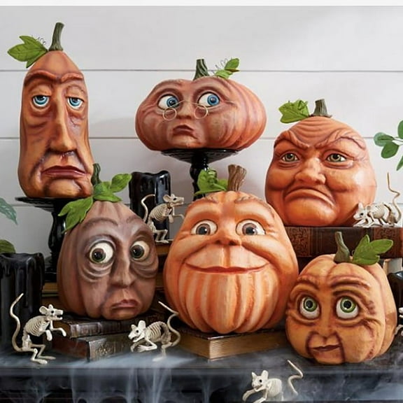 6PCS Halloween Spooky Pumpkin Monster Home Decoration - Perfect For Yard Home Decor, Ghost Party Pumpkin Eccentric Resin Craft