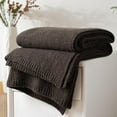 thumbnail image 6 of Wool Blend Knit Throw Blanket 60" X 80" Twin, 50% Recycled Polyester Soft Cable Knitted Fluffy Throws for Couch Lightweight Woven Blankets for Sofa Fuzzy Cozy Bed Cover, Chestnut Brown, 6 of 18