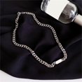 thumbnail image 3 of Visland 2 Pcs Clavicle Chain Stainless Steel Silver Color Men Cuban Chain Necklace for Party, 3 of 8