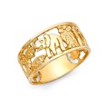 thumbnail image 1 of Elephant Owl Clover Horseshoe 13 Band Good Luck Charm Ring 14k Yellow Gold Solid 10MM, Size 8.5, 1 of 1