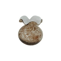 5" Brown and White Hand Blown Vase