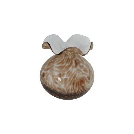 5" Brown and White Hand Blown Vase