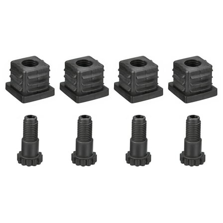 4Pack Inserts for Square Tubes with Leveling Feet, for 30x30mm Dia Square Tube, Black Plastic Furniture Chair Leg Plug