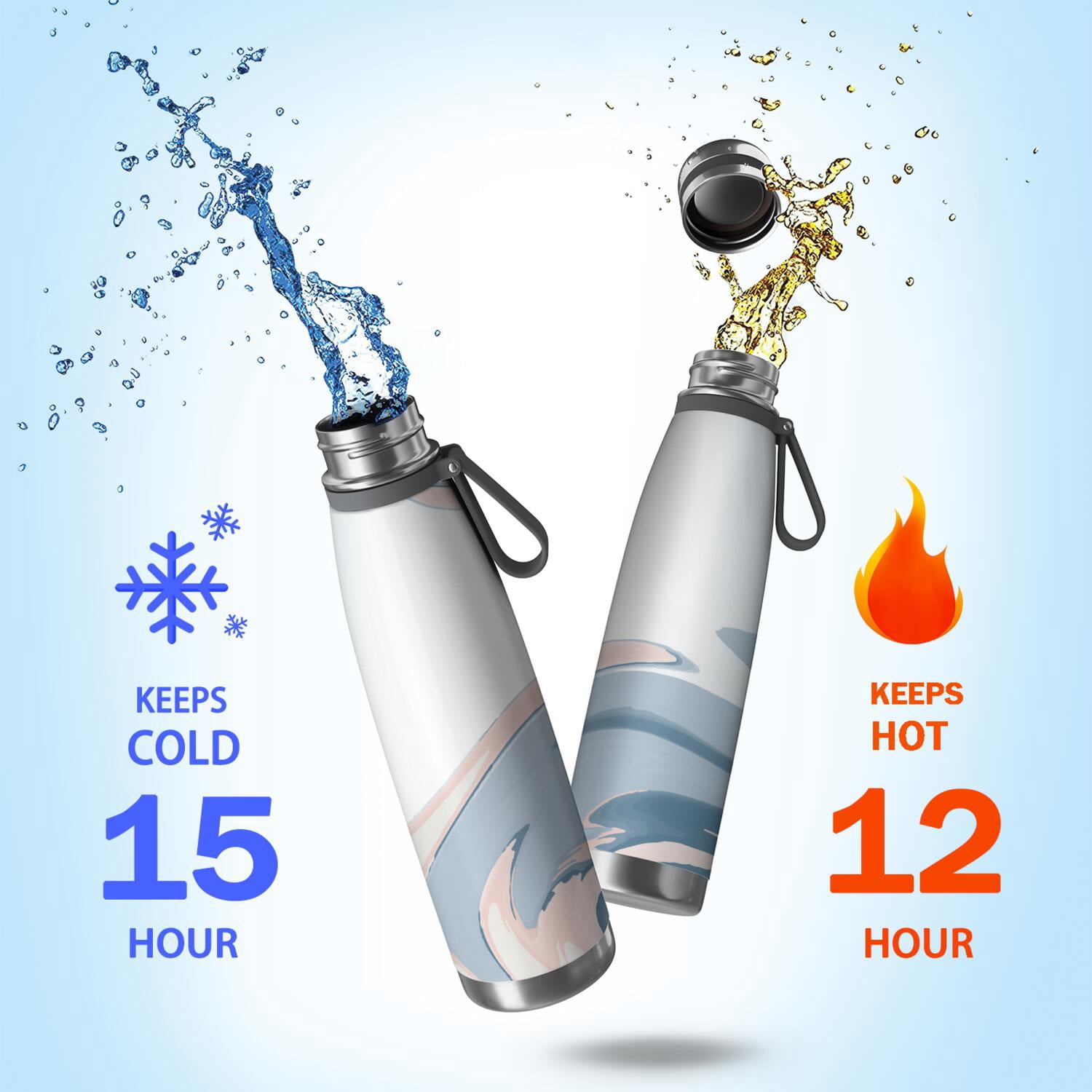 29oz Insulated Water Bottle with Tea Infuser, Stainless Steel Travel Mug, Liquid & Marble Print