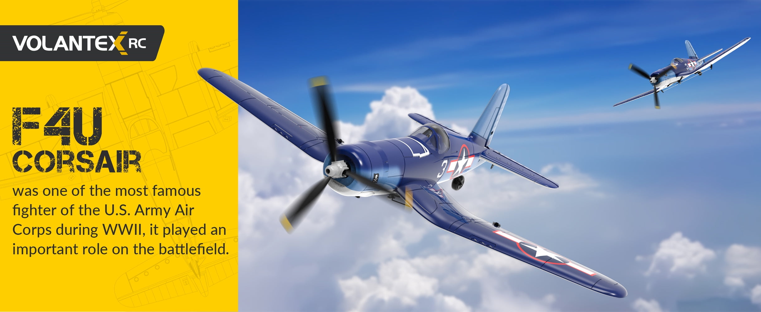 Volantex F4U Fighter 2.4G 4CH Fixed Wing RC Airplane 6-Axis Gyro Aerobatic Remote Control Plane Toys