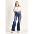 thumbnail image 4 of Risen Jeans - High Rise Distressed Wide Flare Jeans in Dark Indigo (33" Inseam) - RDP5385, 4 of 6