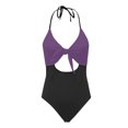 thumbnail image 5 of UTSJKR Womens Halter Cutout One Piece Swimsuit Sexy Backless Tummy Control Bathing Suits Colorblock Slimming Beach Swimwear Purple M, 5 of 5