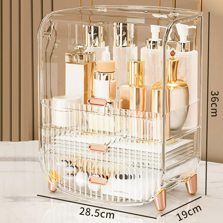 Large Capacity Bathroom Organizer Lidded Make up Case Versatile Makeup  Shelf Jewelry Container Bathroom Vanity Tray for Countertop Dresser Clear