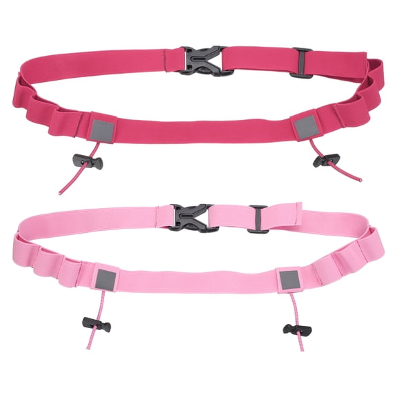 Uxcell Race Number Belt, Elastic Comfortable Running Belts with 6 Energy Gel Loops for Triathlon 2 Pcs & Pink/Rose Red