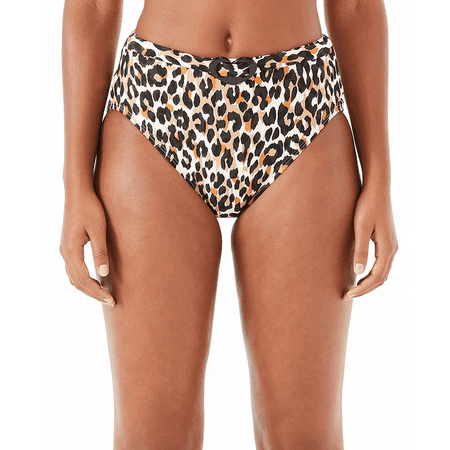 Kate Spade New York BLACK Leopard Belted High-Waist Bikini Swim Bottom, US Large