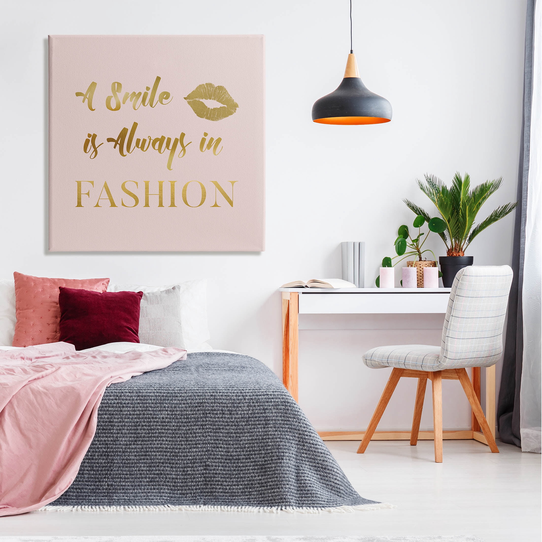 Stupell Industries Smile Always In Fashion Glam Graphic Art Gallery Wrapped Canvas Print Wall Art, Design by Carol Robinson