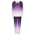 thumbnail image 6 of Cavosen Women's Pajamas Long Pants Long Sleeve with Pocket 2 Piece Outfit Sets Pants Tops Sleepwear Pleated Gradient Nightwear Lightweight Soft Homewear Fall Winter Clothes, 6 of 6