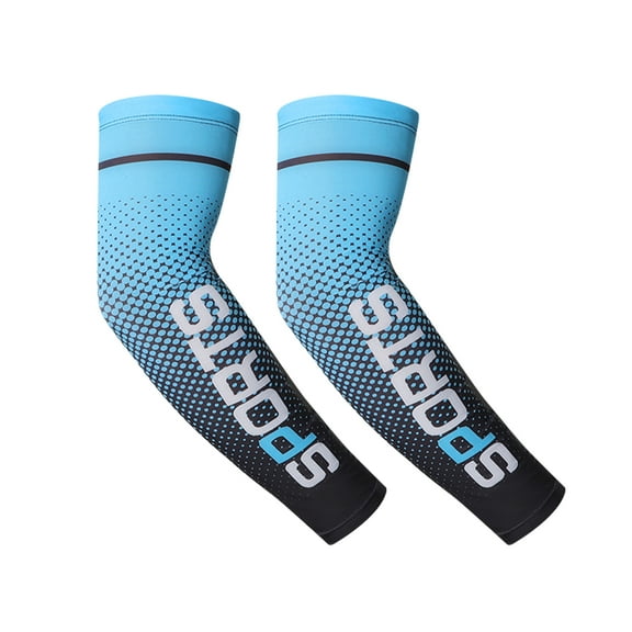 Unique Bargains 1 Pair Moisture Wicking Arm Sleeves for Outdoor Arm Cover Blue Black