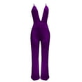 thumbnail image 5 of MSJUHEG Sleeveless Jumpsuits for Women,Backless Jumpsuit for Women,V Neck Jumpsuits for Women,Business Casual Outfits for Women,V Backless Sequin Long Skirt,Workout One Piece for Women Purple S, 5 of 6