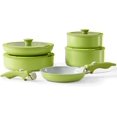 thumbnail image 1 of Vkoocy Non Stick Pot and Pan Set with Removable Handle, Ceramic Cookware Set Detachable Handle, Induction Kitchen Camping Stackable Pots Pans, Dishwasher/Oven Safe, Avocado Green, CK003gn, 1 of 8