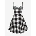 thumbnail image 3 of Rosegal Women's Plus Size Plaid Half Zipper Backless Vintage Dress with Chain, 3 of 5