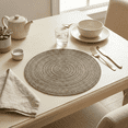 thumbnail image 3 of Sm:)e 15 Inch Round Braided Placemats Set of 4, Cotton Polyester Washable Heat Resistant Placemats, Decor for Kitchen Dining Table and Party(Coffee), 3 of 7