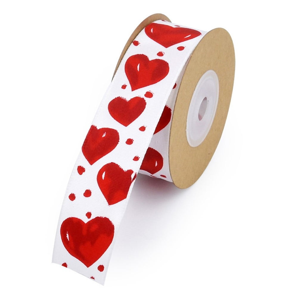 Heart printed valentines wedding poly ribbon for car decoration 4 metres length 