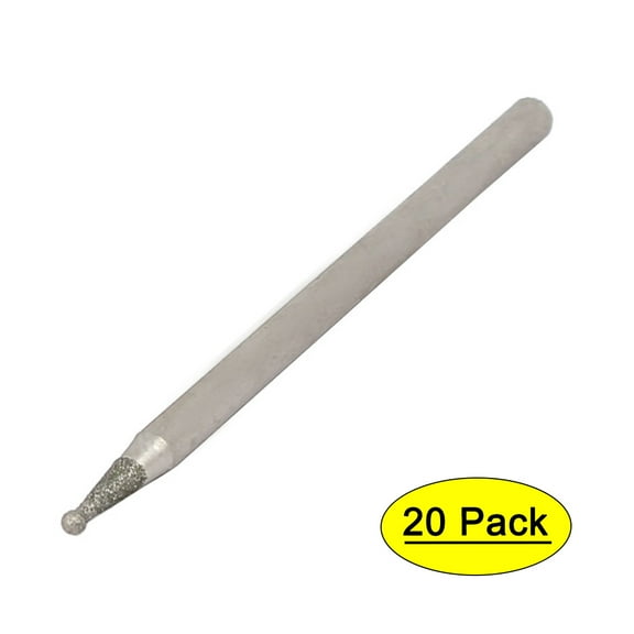 2.35mm Shank 1.2mm Dia Diamond Head Ball Shaped Grinding Mounted Point Bit 20pcs