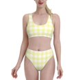 thumbnail image 2 of Picia Lemon Yellow Checkboard Women's High Waisted Bikini Scoop Neck Swimsuit Two Pieces Bathing Suit-XX-Large, 2 of 8