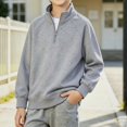 thumbnail image 2 of ITSAME Boys Half Zip Pullover Sweatshirt Stand Collar Comfy Cotton Long Sleeve Kids Casual Raglan Top for Fall Winter Size 8, 2 of 7