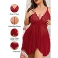 thumbnail image 4 of LapaPlus Plus Size Sleepwear Sets for Womens XL-5XL Lace Slit Hem Chemise Nightdress with Panty, 4 of 4