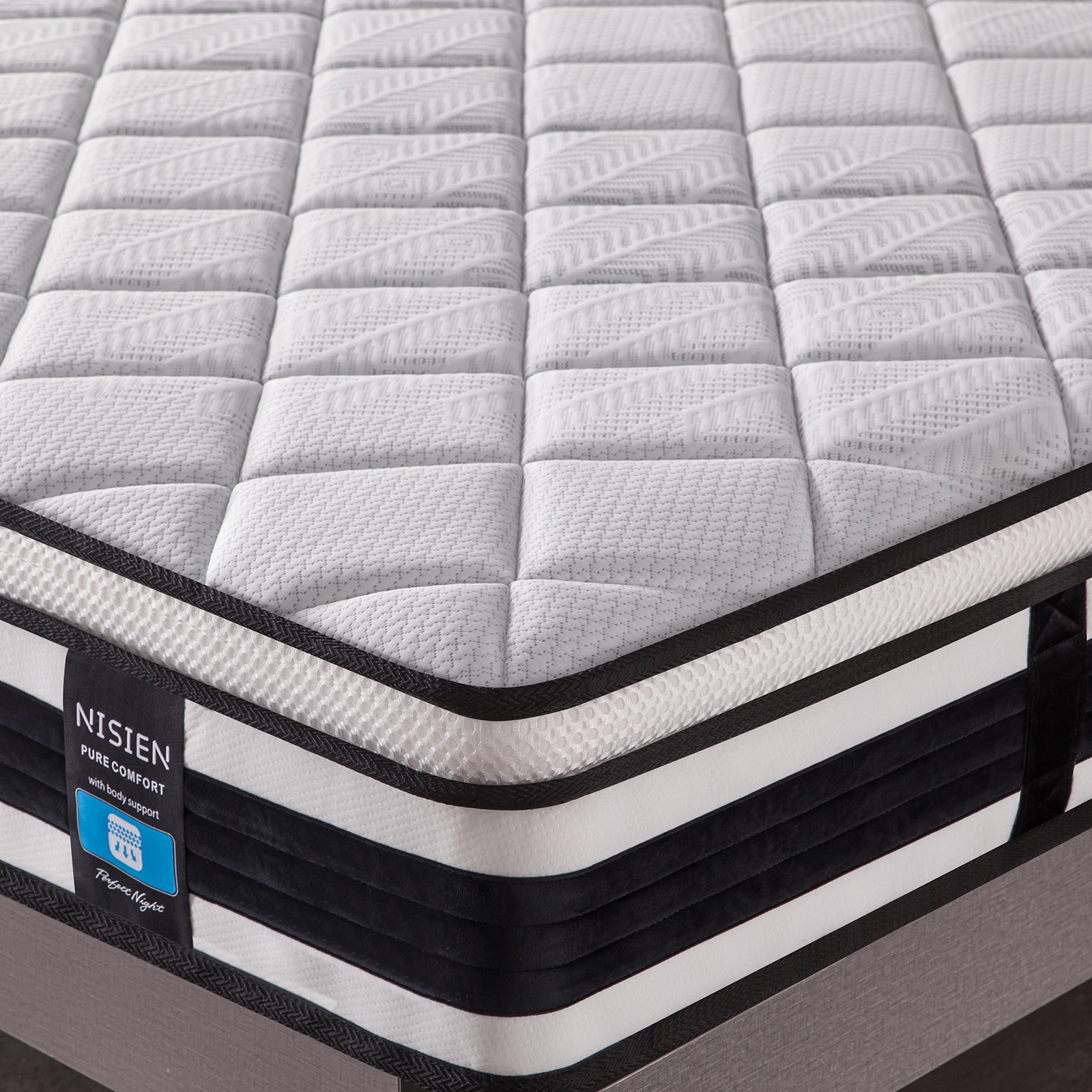 Twin Size Organic Mattress, Nisien 10 Inch Gel Memory Foam Hybrid