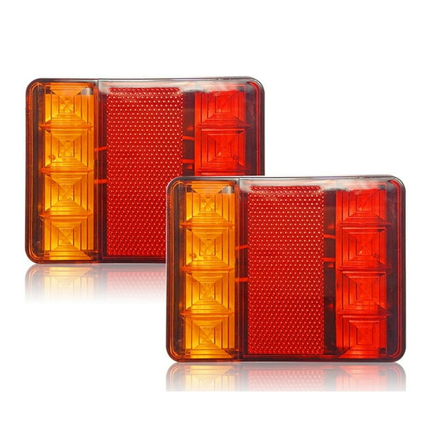 Luces traseras LED, paquete de 2 luces de remolque multifuncionales aprobadas E8, luz roja amarilla superbrillante, señal de giro, señal de giro de freno, IP65, resistente al agua para