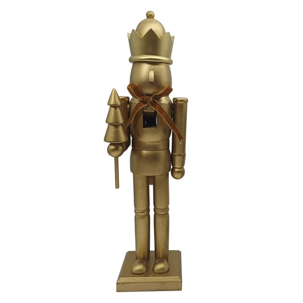 Cascanueces de madera de 38 cm con lazo para decoración navideña - Figura de marioneta navideña