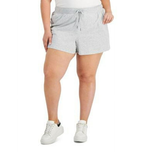 ID Ideology Women's Retro Recycled Drawstring Shorts Gray Size 3X