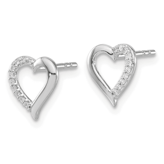 Lab Grown Diamond 14k White Gold Diamond Earrings Open Heart Earrings- Heart Stud Earrings Gift For Women