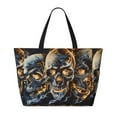 thumbnail image 2 of Lukts Fiery Skull Trio for Large Capacity Beach Travel Bag, Foldable Waterproof Beach Bag, Hand-held or Shoulder Reusable Grocery Bag for Men and Women, 2 of 7