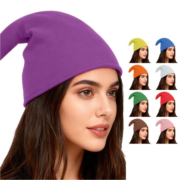 XIAOCHA Women's Solid Pointed Elf Hat Soft Fleece Fabric Slip On Close Fitting Cap