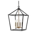 thumbnail image 2 of JONATHAN Y Pagoda 16" 4-Light Classic Traditional Metal Cage Lantern LED Pendant, Oil Rubbed Bronze/Brass Gold, 2 of 9
