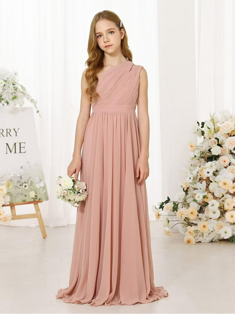 ETHAN Chiffon One Shoulder Bridesmaid Dress for Wedding Floor-Length A-line Junior Girls Party Gowns Grape Size 14 - Walmart.com ETHAN Chiffon One Shoulder Bridesmaid Dress for Wedding Floor-Length A-line Junior Girls Party Gowns Grape Size 14 - Walmart.com