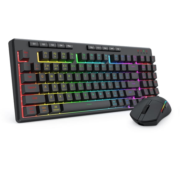 Redragon S156 Wireless Gaming Keyboard and Mouse with Tri-Mode, Mechanical Feel Keyboard and Up to 10000 DPI 61G Ultra-Light Gaming Mouse,RGB Backlit