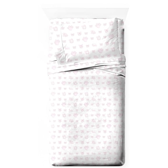 Jay Franco Sheet Set with Fitted, Flat Sheets & Pillow Cover - Ultra-Soft Bedding with Pillowcase for Room Decor, Multi - Hello Kitty, 3 Piece Twin