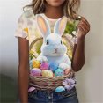 thumbnail image 2 of Xuety Womens Plus Size Easter Tops 2026 Sunner T-Shirt Cute Bunny Graphic Casual Crew Neck Short Sleeve Loose Tunic Tops, 2 of 6