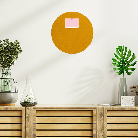 HONMEET Office Cork Board Self Adhesive Round Light Yellow Photo Display Wall Board