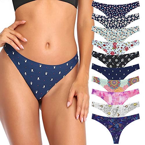 CESEBOO Seamless Thongs for Women Cotton Thongs No Show Underwear Women Invisible Lace Thongs Panties for Women Cheeky 