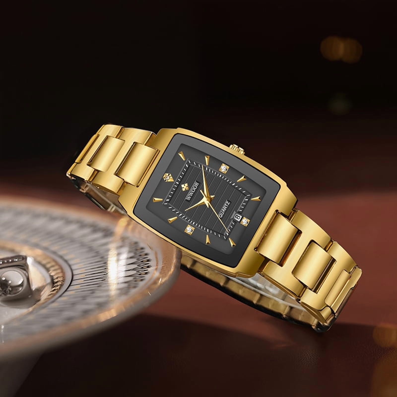 Square Watches for Women, Women's Wristwatches, Ladies Waterproof Stainless Steel Analog Small Dainty Gold Watch for Women