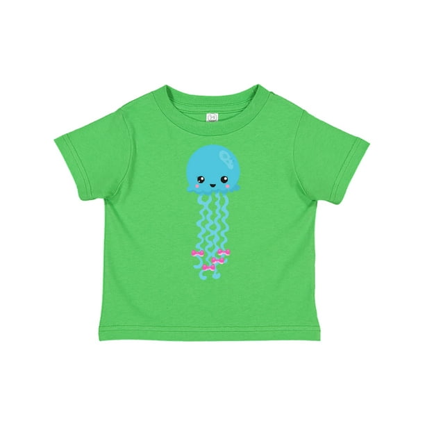 INKtastic - Blue Jellyfish, Cute Jellyfish With Pink Ribbons Toddler T ...